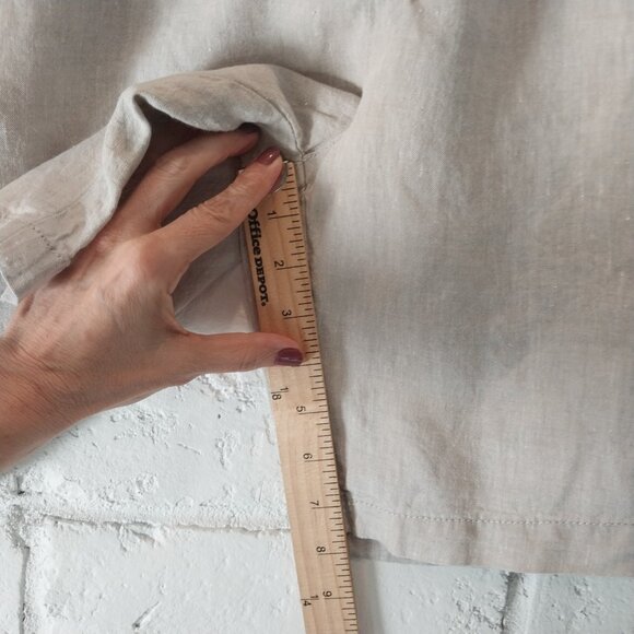 100% Linen Shorts Mens 34 (36) Beige Bermudas by Primark Flat Front 7.5" Inseam - Picture 8 of 10